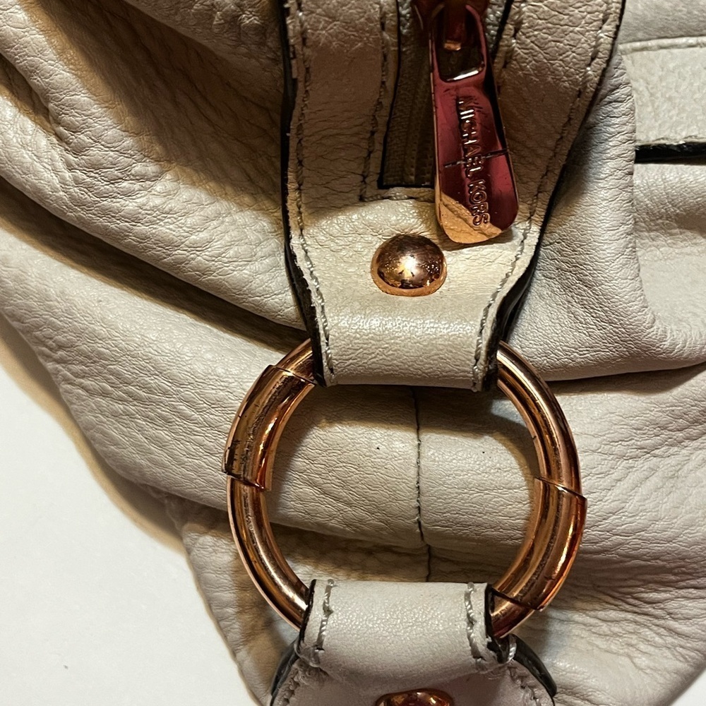 Michael Michael Kors Hamilton Leather Ivory White Satchel Shoulder Bag 13x9x5 - Picture 5 of 12